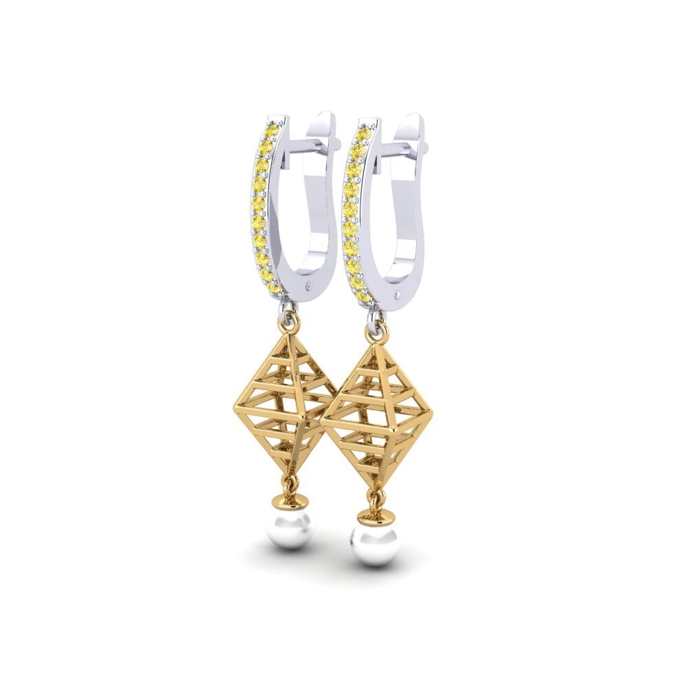 14ct White & Yellow Gold Yellow Sapphire Women's Earring Hasnain