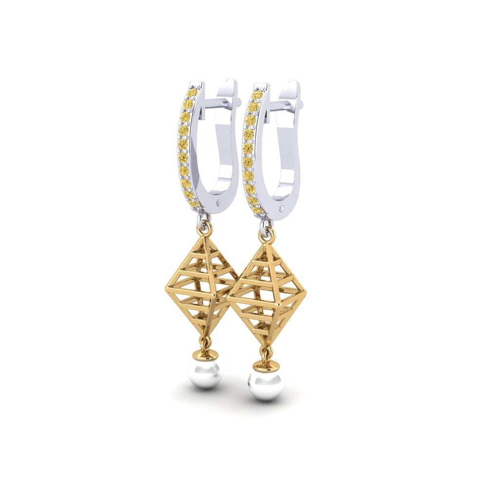 18ct White & Yellow Gold Yellow Diamond Women's Earring Hasnain