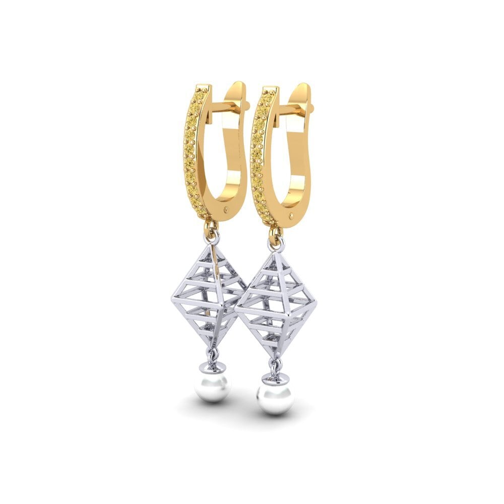 18ct Yellow & White Gold Yellow Diamond Women's Earring Hasnain