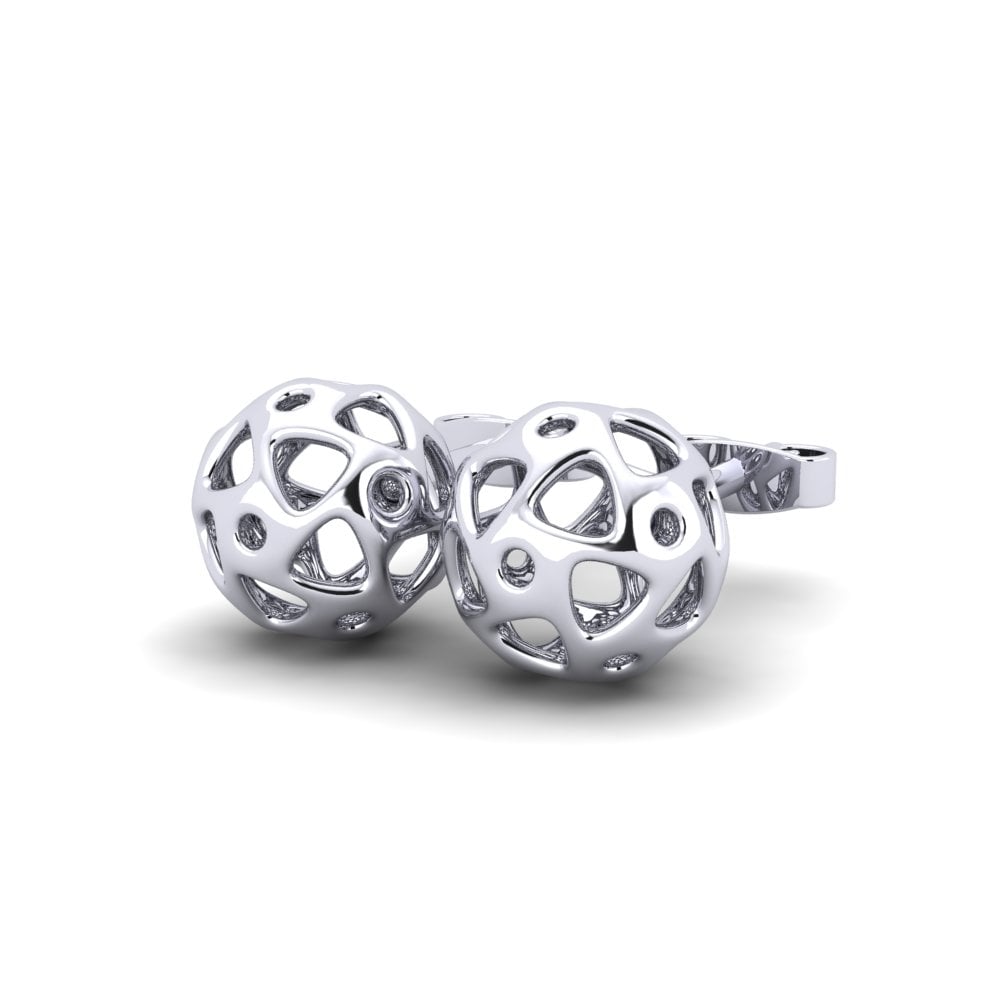 18k Oro Blanco Pendientes Kine