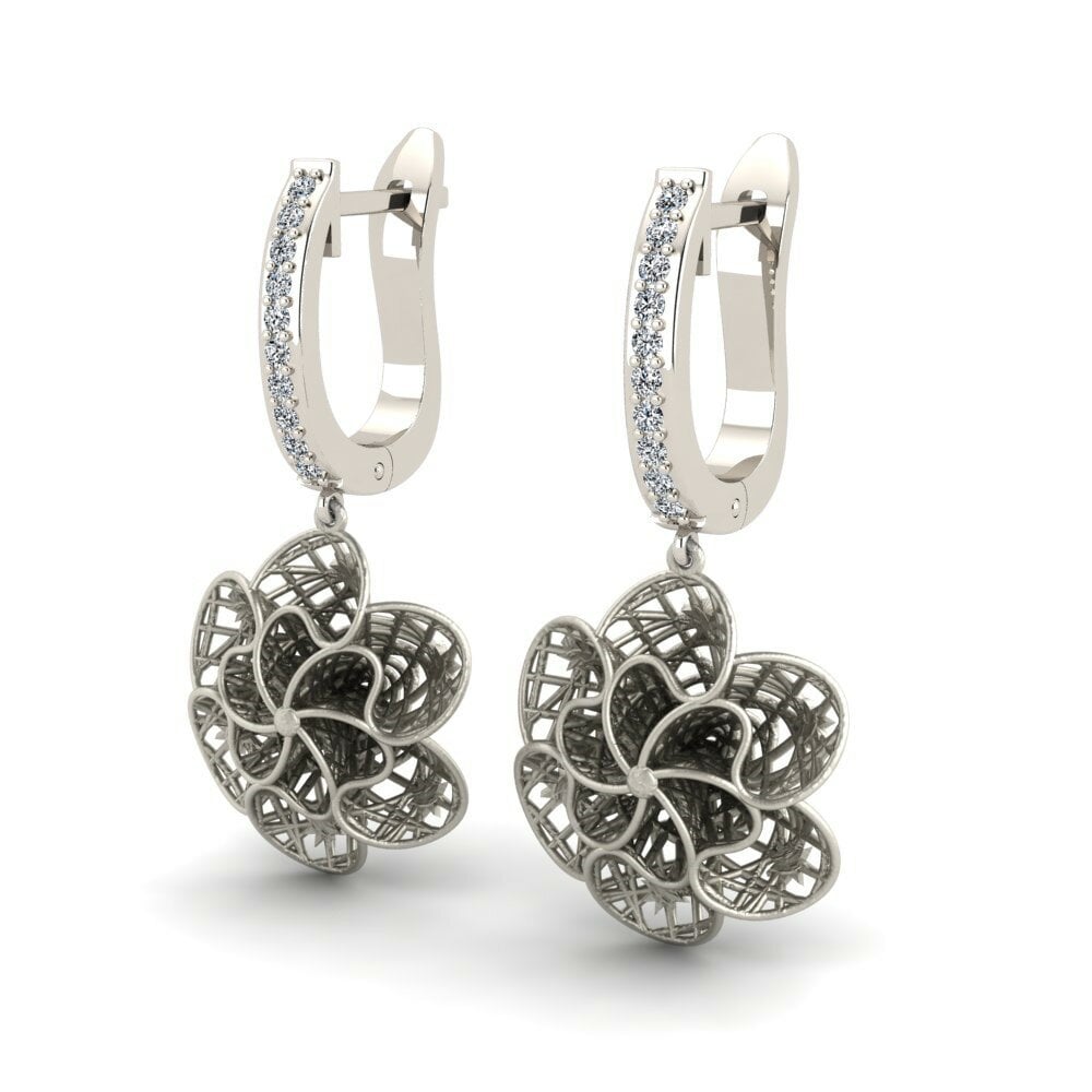 18k Oro Blanco Pendiente de mujer Mcniffei