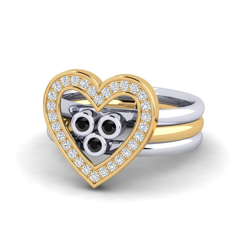 9ct White & Yellow Gold Black Onyx Ring Liqueur