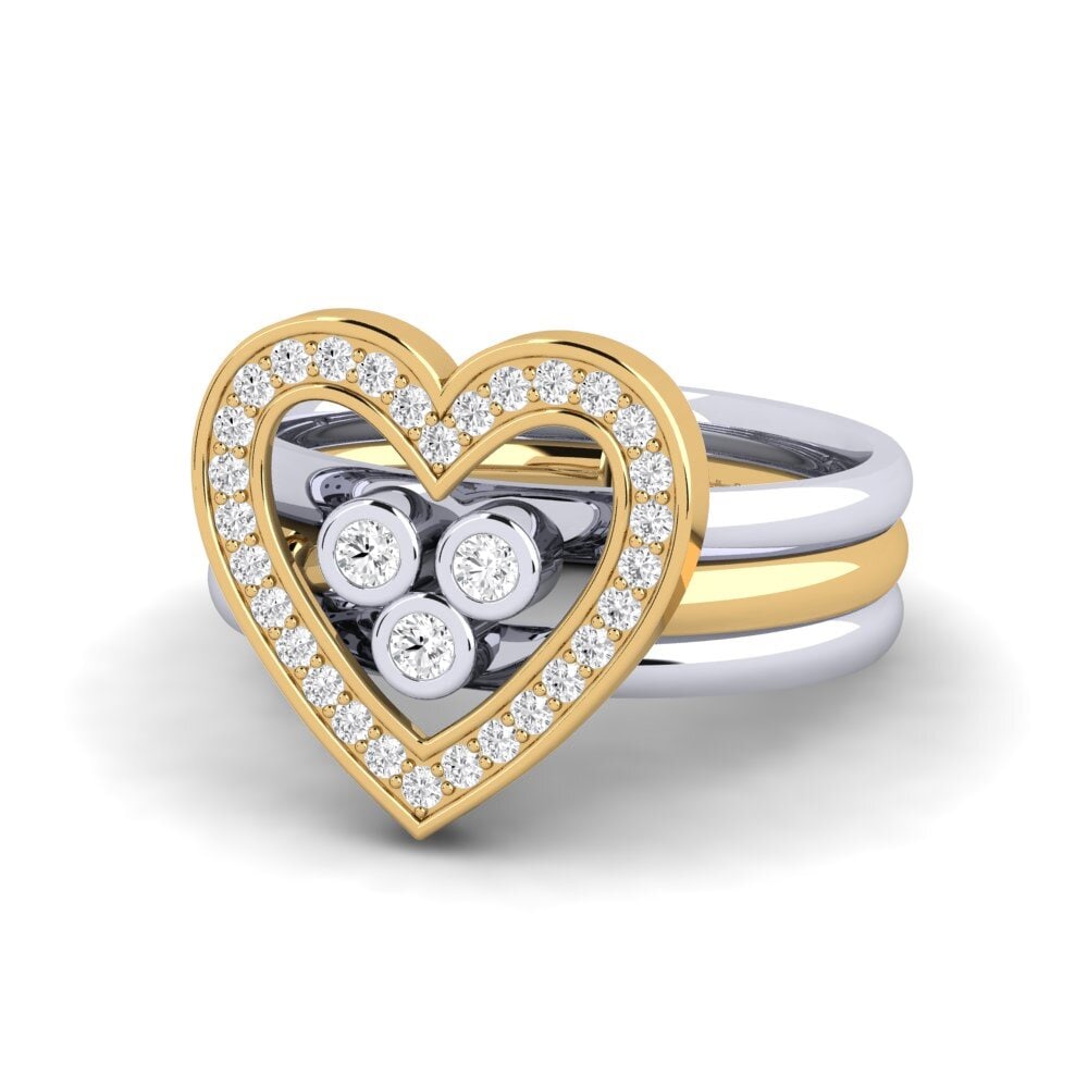 14ct White & Yellow Gold White sapphire Ring Liqueur