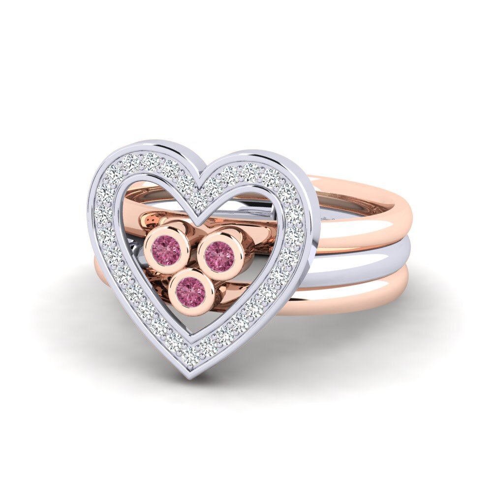 18ct Rose & White Gold Rhodolite Garnet Ring Liqueur