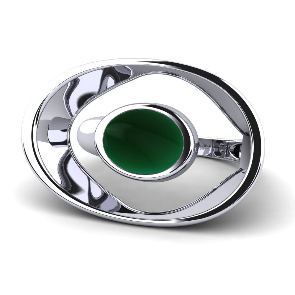 950 Palladium Cabochon Emerald Ring Throop