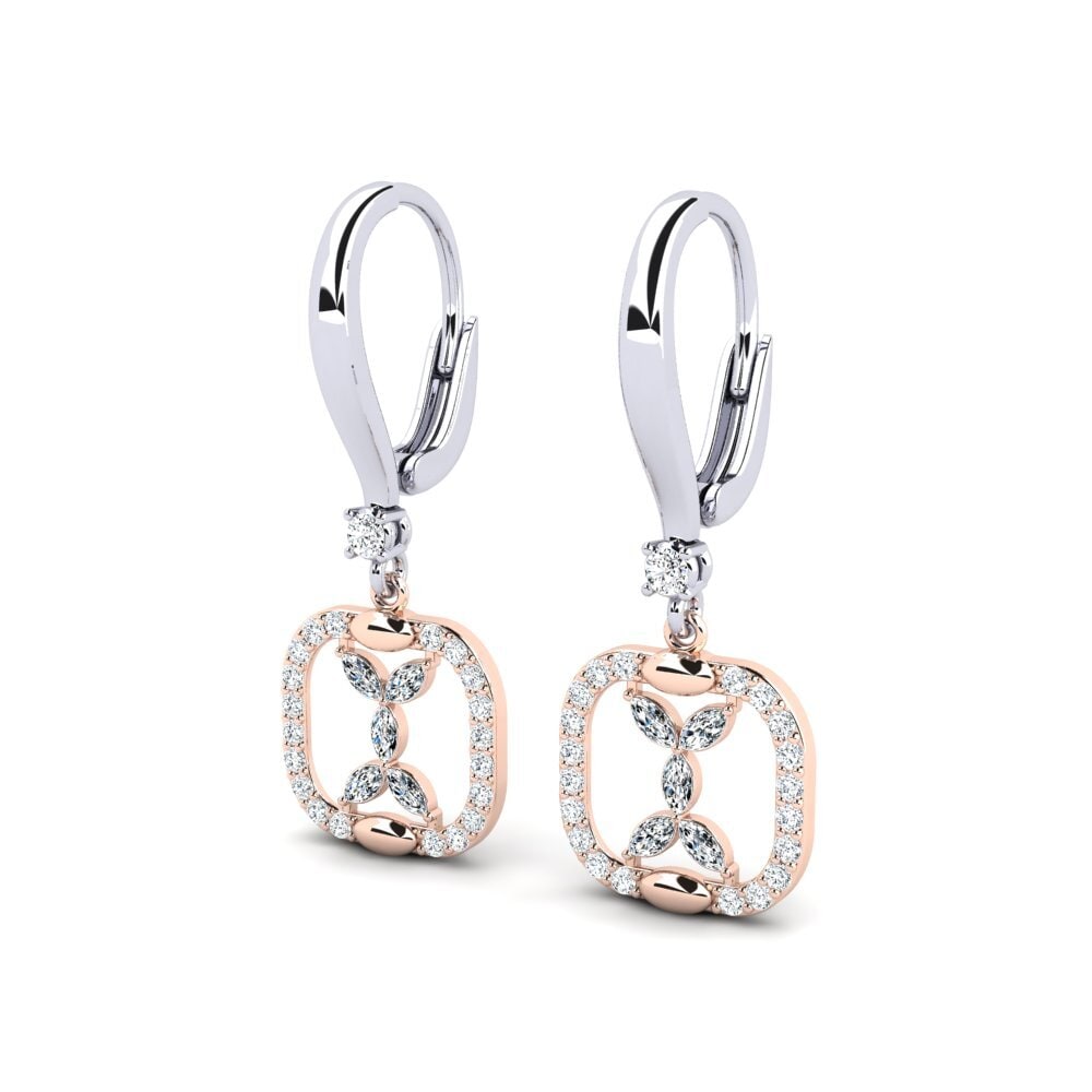 14ct White / Rose Gold Marquise Women's Earring Dattumahun