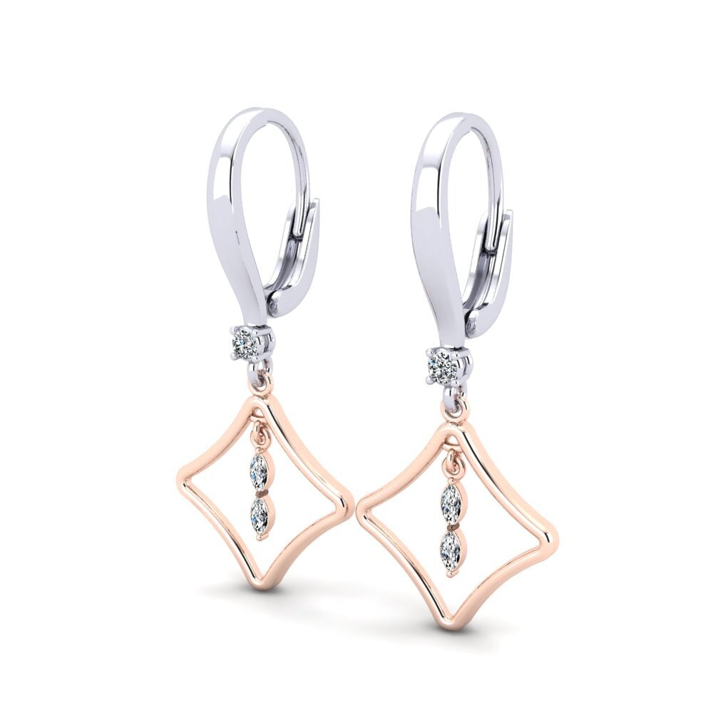14ct White / Rose Gold Marquise Women's Earring Denitomir