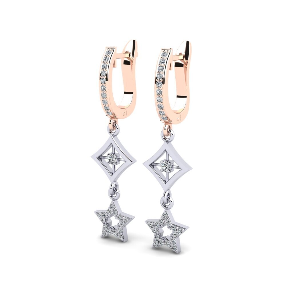 14ct Rose / White Gold Women's Earring Elutaria