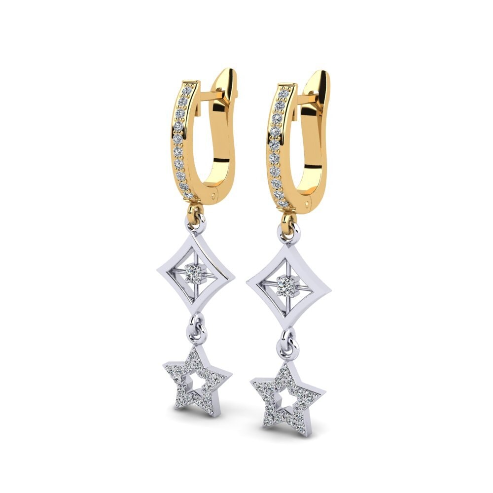 14k Oro Amarillo/Blanco Pendiente de mujer Elutaria