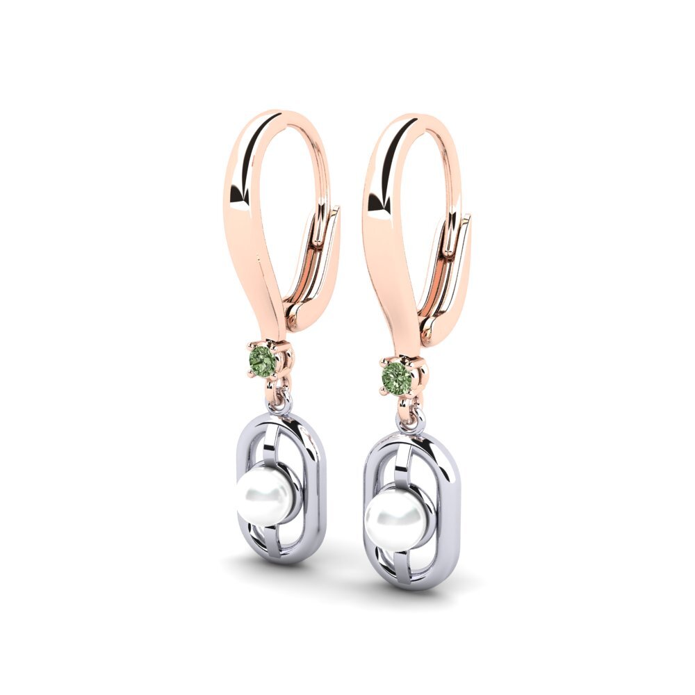 9k Oro Rosa & Blanco Diamante Verde Pendiente de mujer Fenitobil