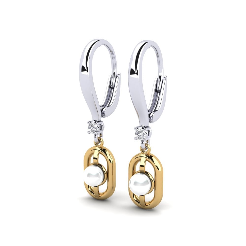 18ct White & Yellow Gold Lab Grown Diamond Women's Earring Fenitobil