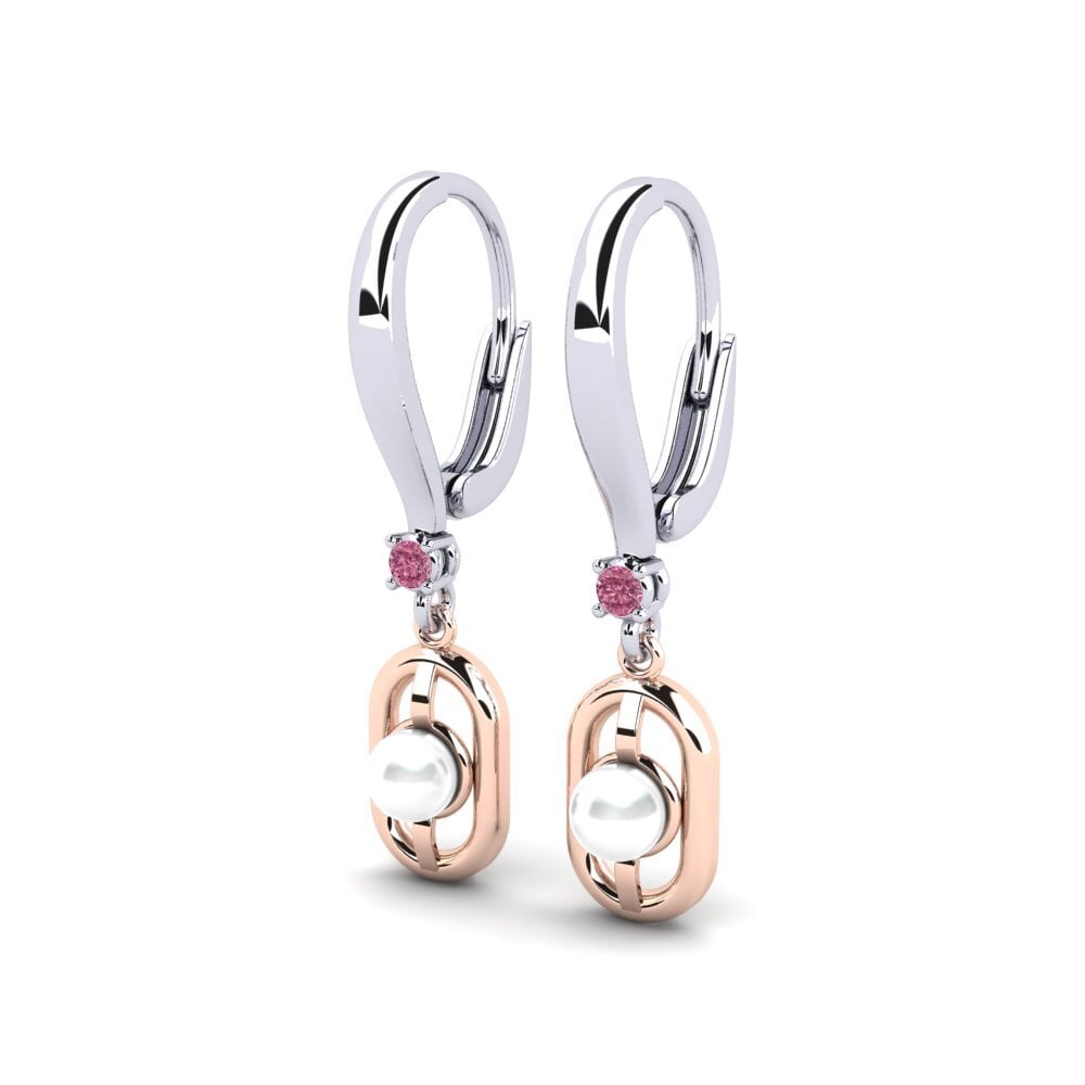 9ct White & Rose Gold Rhodolite Garnet Women's Earring Fenitobil