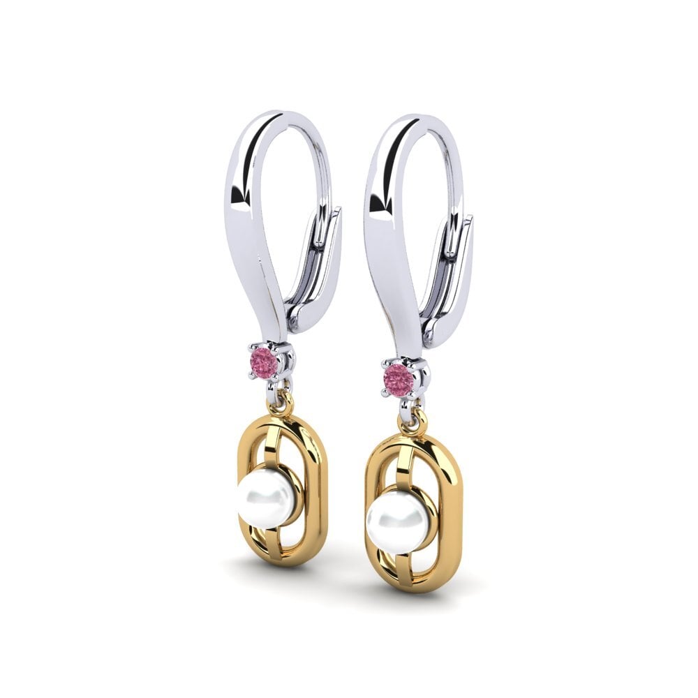 9ct White & Yellow Gold Rhodolite Garnet Women's Earring Fenitobil