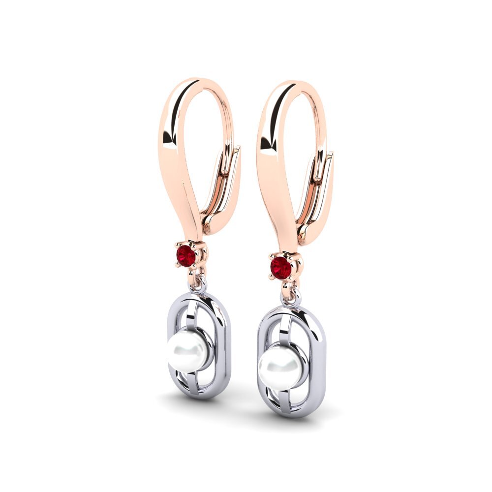 9k Oro Rosa & Blanco Circonita Roja Pendiente de mujer Fenitobil