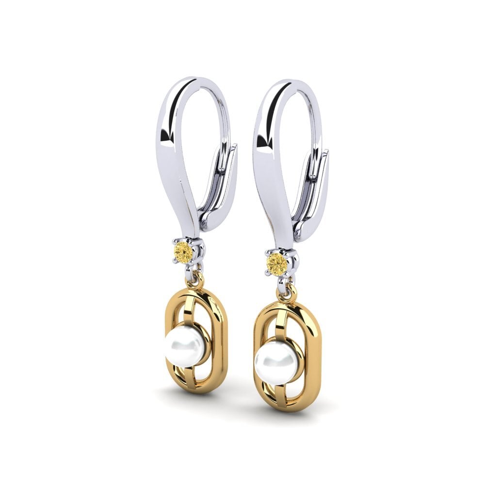 18ct White & Yellow Gold Yellow Diamond Women's Earring Fenitobil