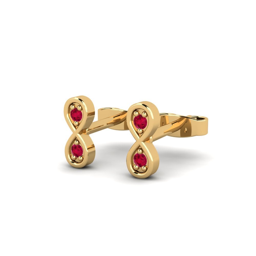 9ct Yellow Gold Ruby Women's Earring Hake