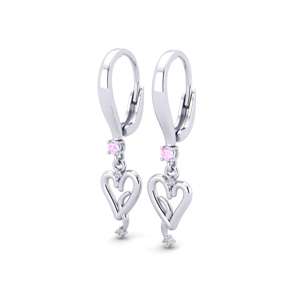 14k Oro Blanco Zafiro Rosado Pendiente de mujer Imbue