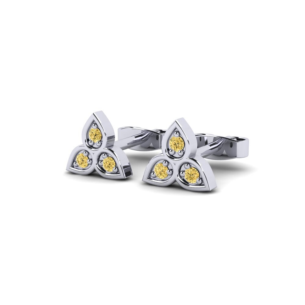 Plata 925 Diamante Amarillo Pendiente de mujer Khos