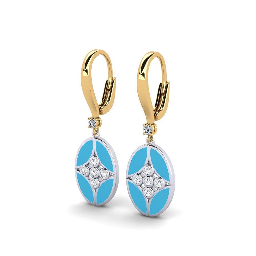 14ct Yellow & White Gold Women's Earring Cuyab