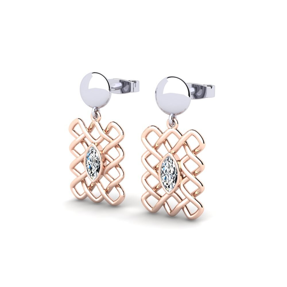 14ct White / Rose Gold Marquise Women's Earring Dettop