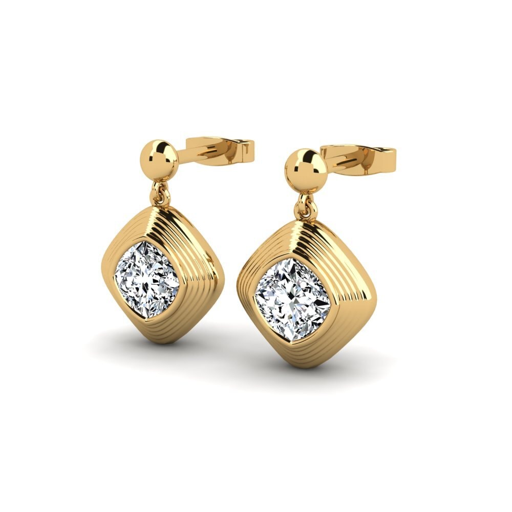 14k Oro Amarillo Cojín Pendiente de mujer Dimensione