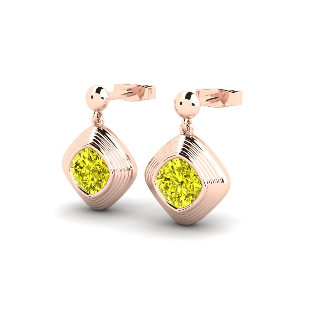 Cushion Yellow Diamond Women's Earring Dimensione