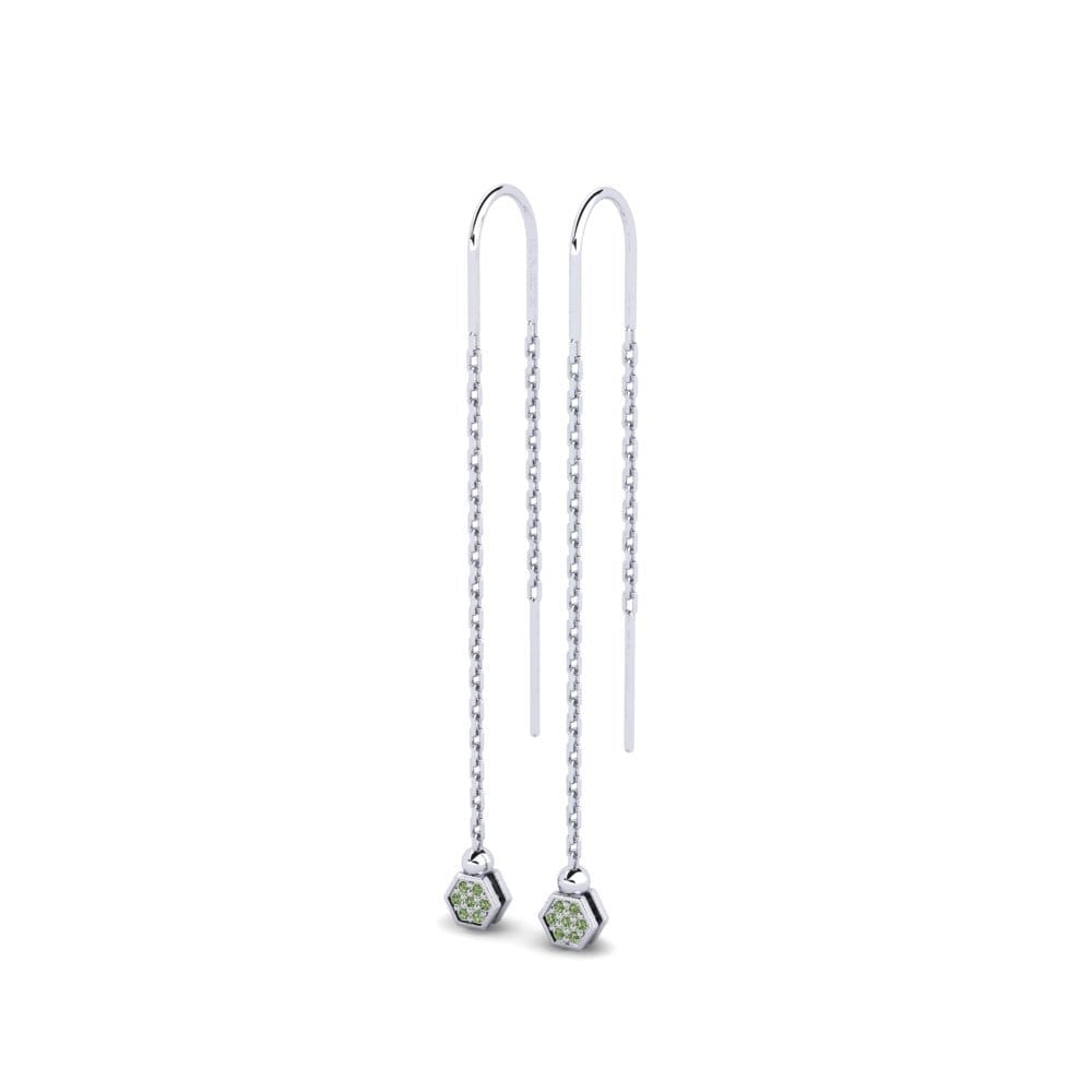 Oro Bianco 585 Diamante Verde Orecchino da donna Egonte