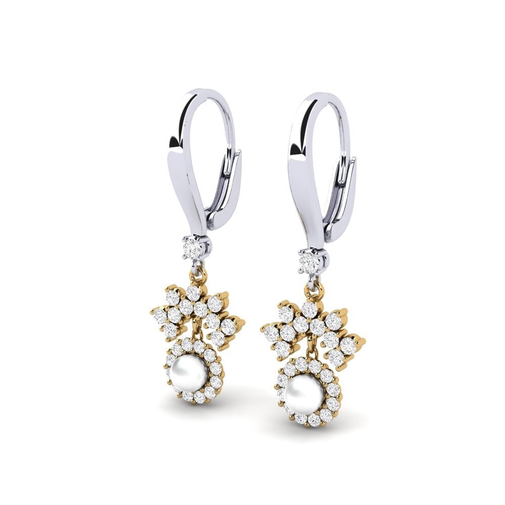 9ct White & Yellow Gold White sapphire Women's Earring Ehses
