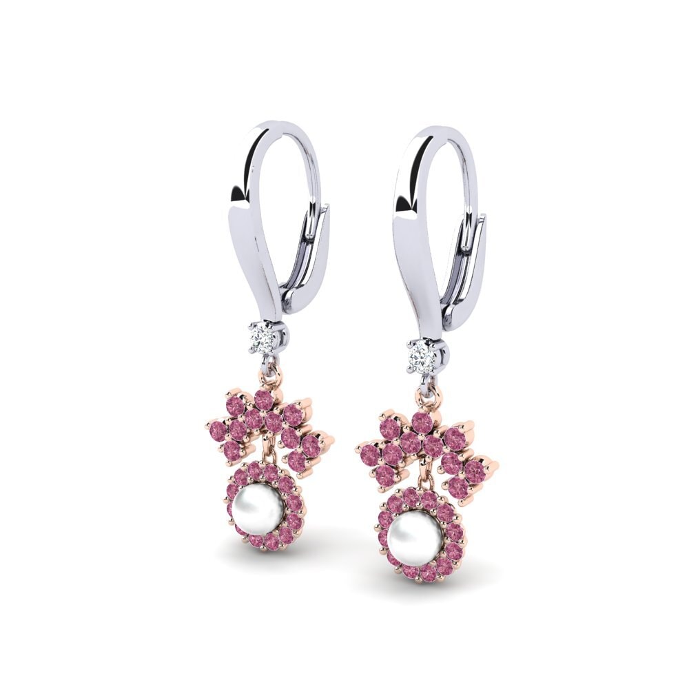 9ct White & Rose Gold Rhodolite Garnet Women's Earring Ehses