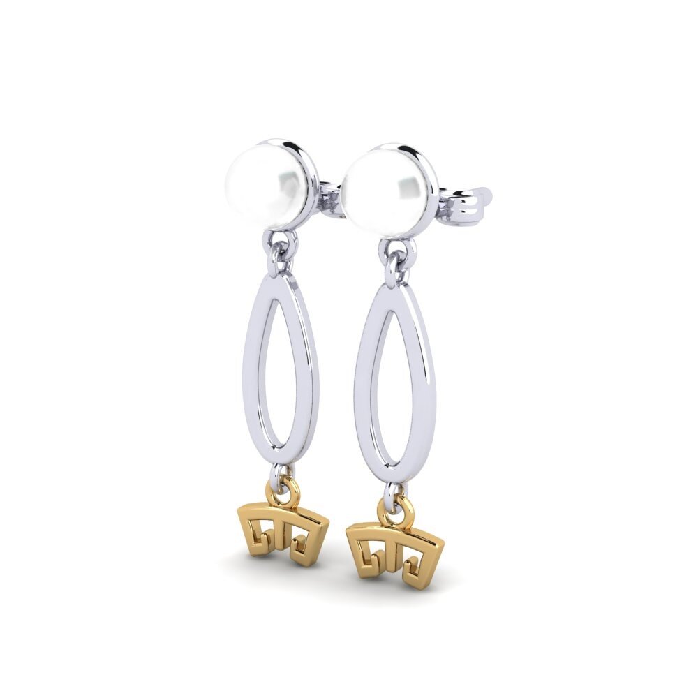 14k Oro Blanco & Amarillo Pendiente de mujer Ekcle