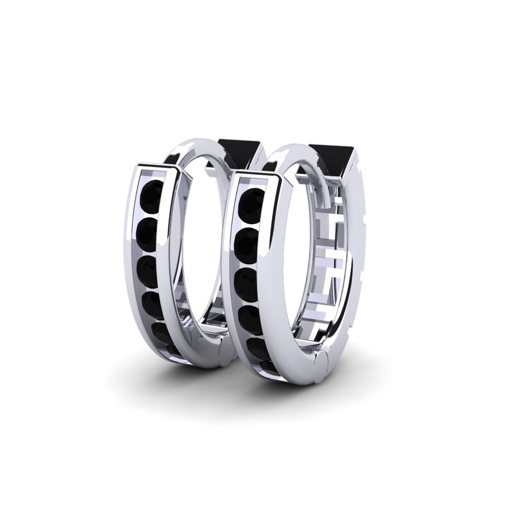 Oro Bianco 750 Diamante Nero Orecchino da donna Happiny