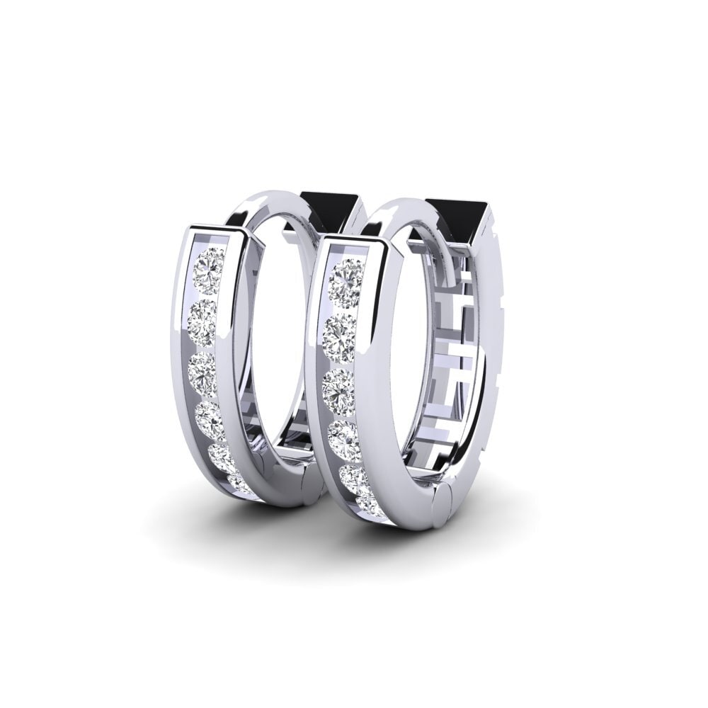 18k Oro Blanco Diamante cultivado en laboratorio Pendiente de mujer Happiny