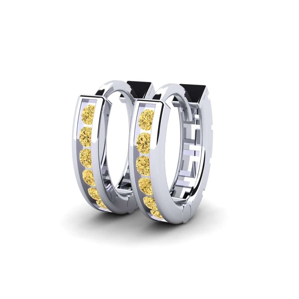 18ct White Gold Yellow Diamond Women's Earring Happiny
