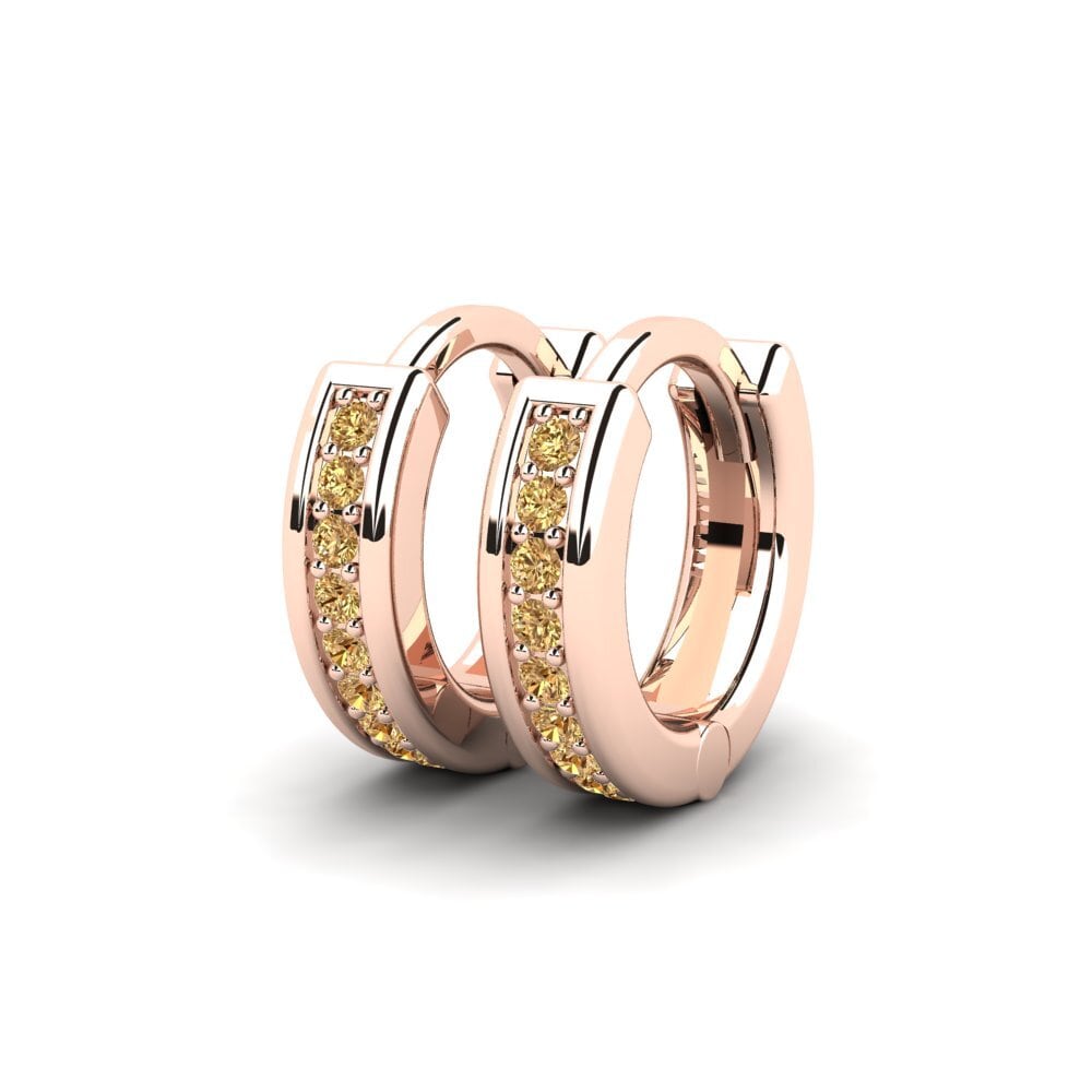 14k Oro Rosa Diamante café Pendiente de mujer Laduke 13 mm