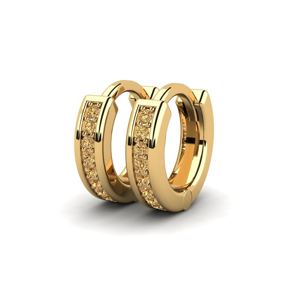 Oro Giallo 750 Diamante Marrone Orecchino da donna Laduke 13 mm