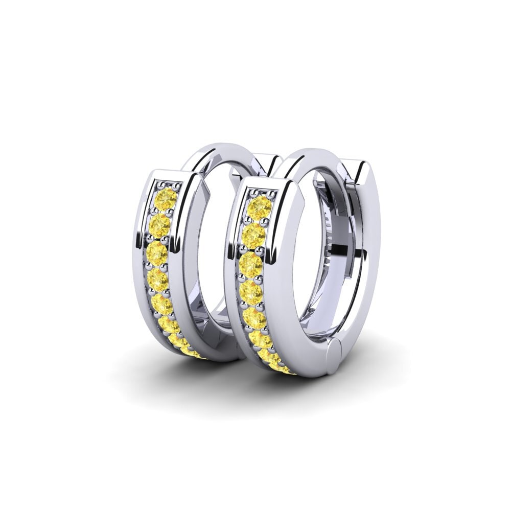 Saphir Jaune Boucle d'oreille femme Laduke 13 mm