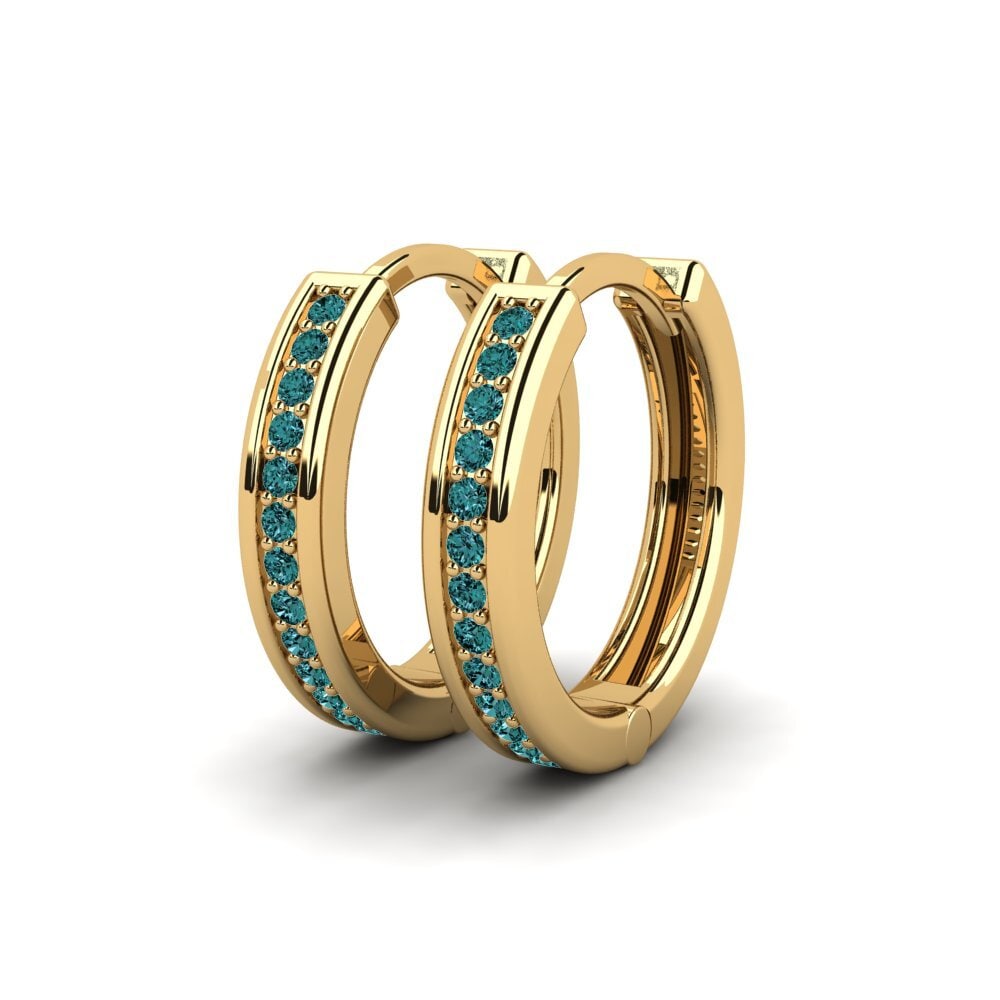 Blauwe Diamant Dames Oorbellen Laduke 18 mm