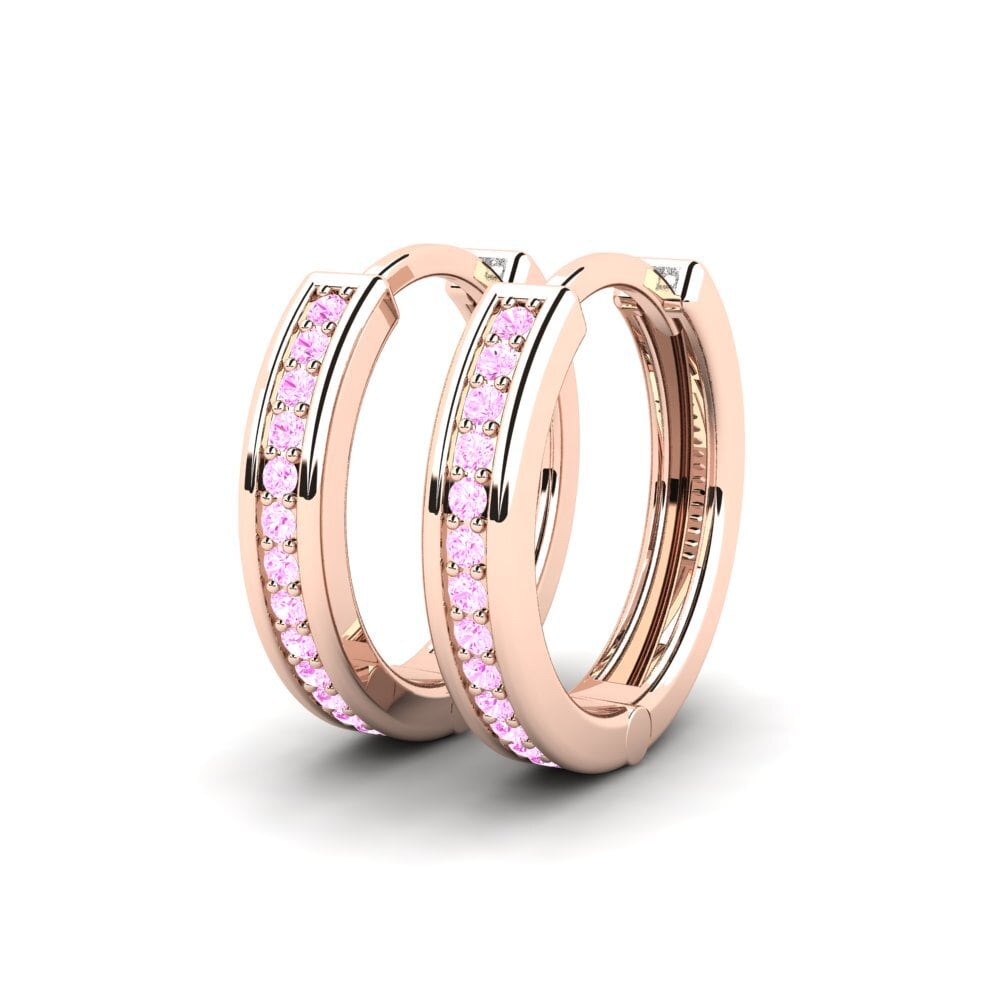 Oro Rosso 375 Zaffiro Rosa Orecchino da donna Laduke 18 mm