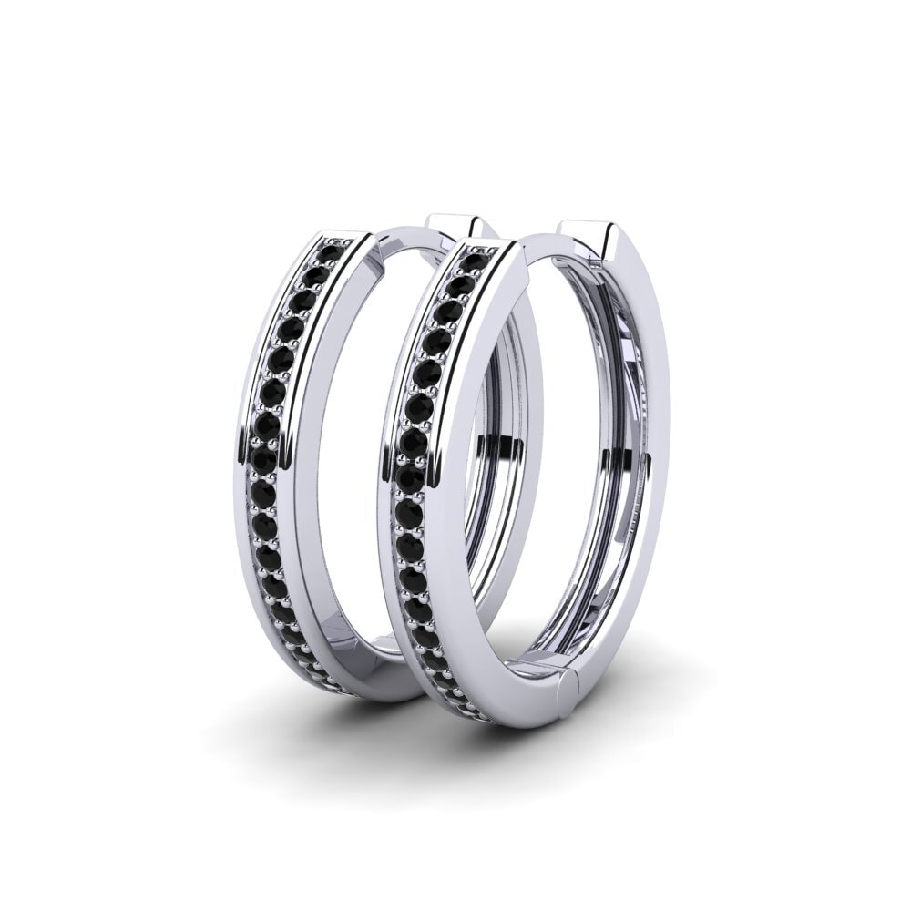 9ct White Gold Black Diamond Women's Earring Laduke 24 mm