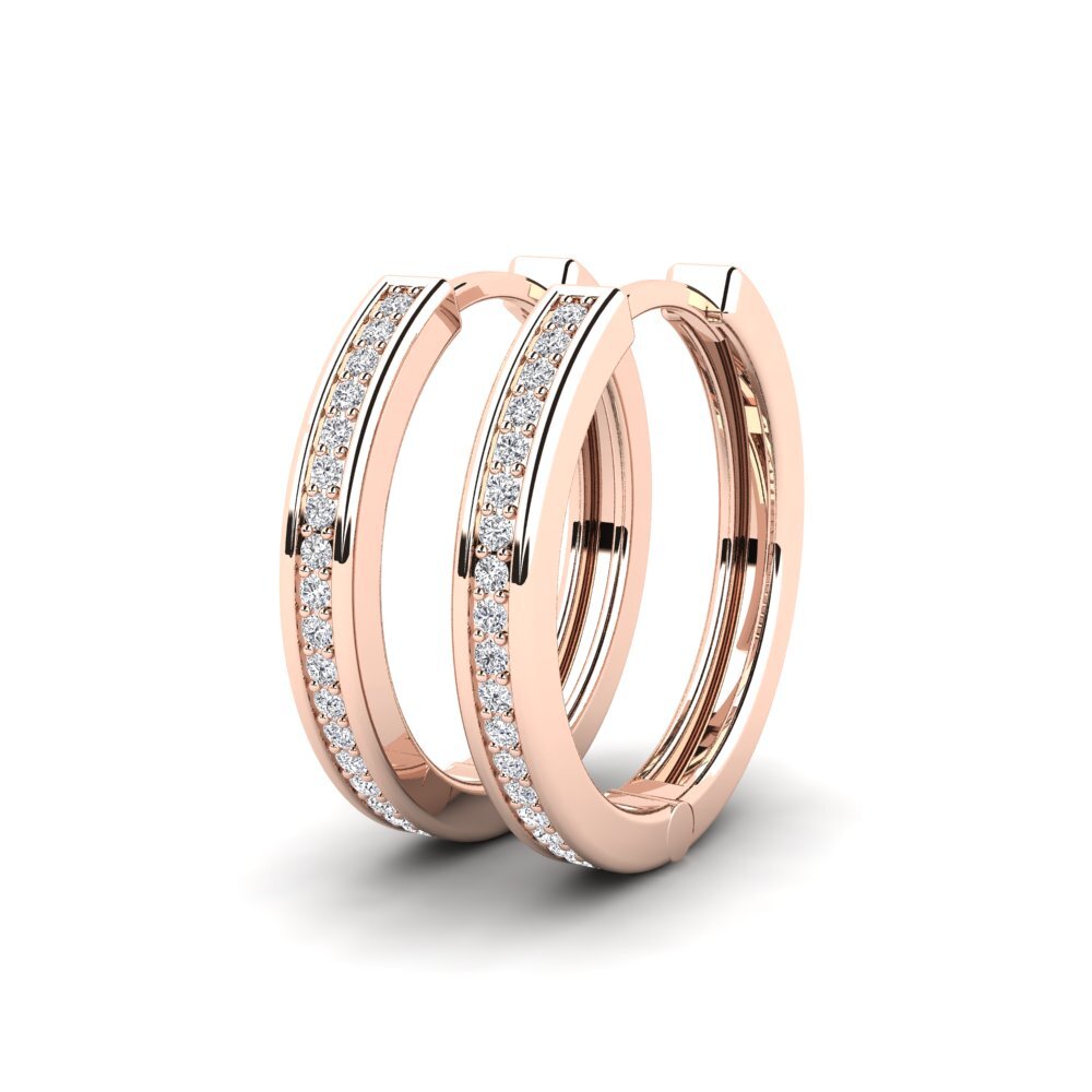 Or rose 585 Boucle d'oreille femme Laduke 24 mm