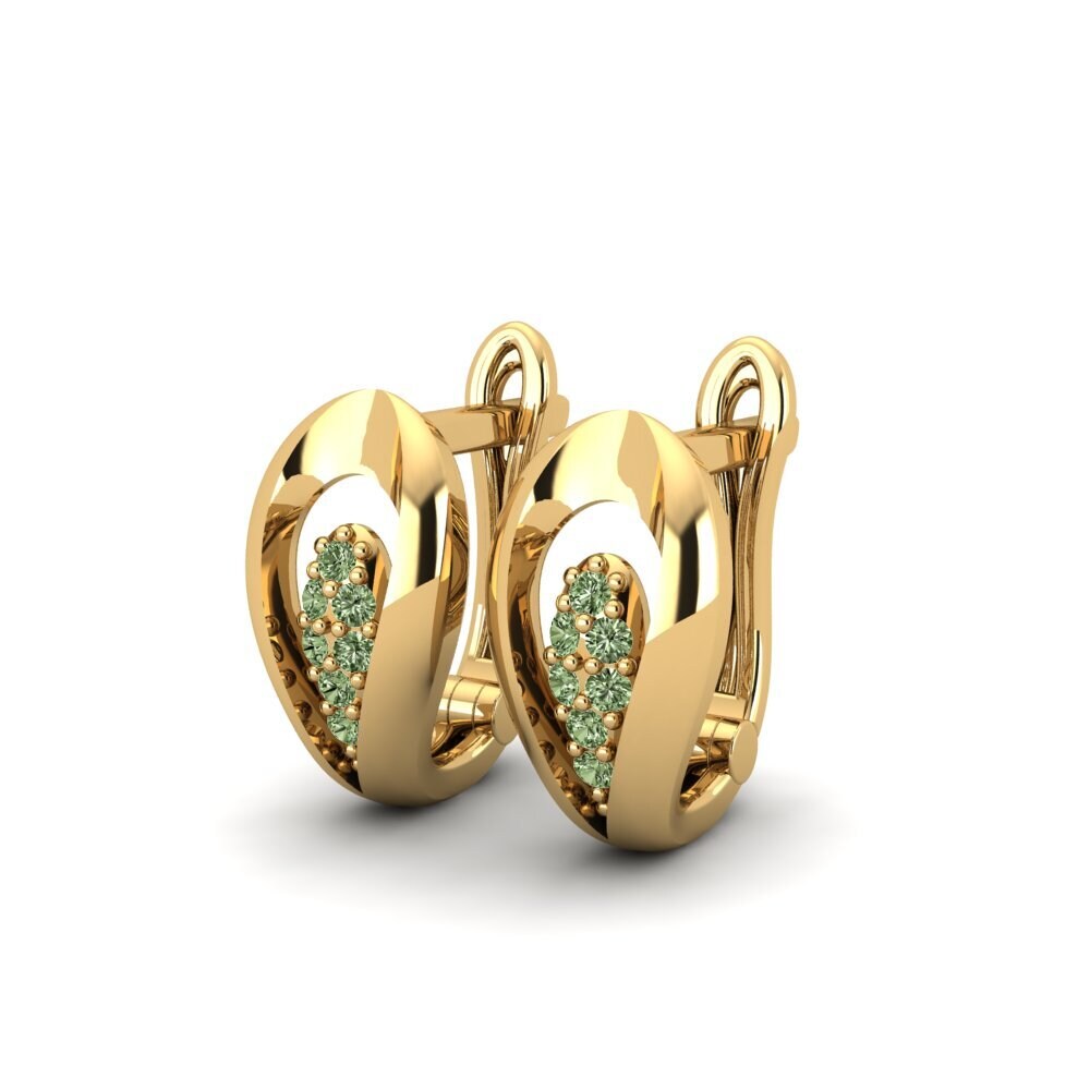 14ct Yellow Gold Green Diamond Women's Earring Lamborn