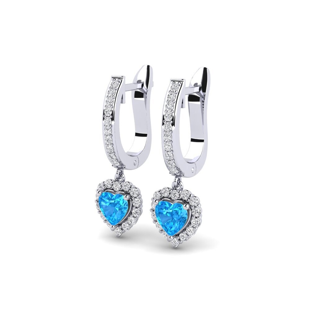 Topaze Bleue Boucle d'oreille femme Ouate