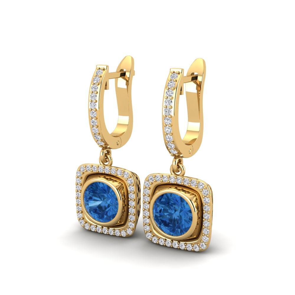 Zircônia azul escuro Brincos Feminino Phanpy