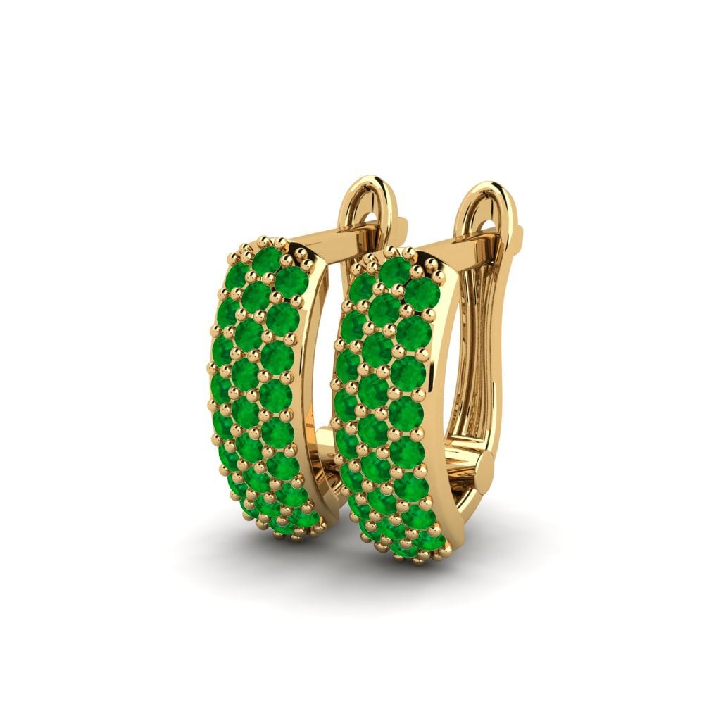 14k Oro Amarillo Esmeralda Pendiente de mujer Pieper