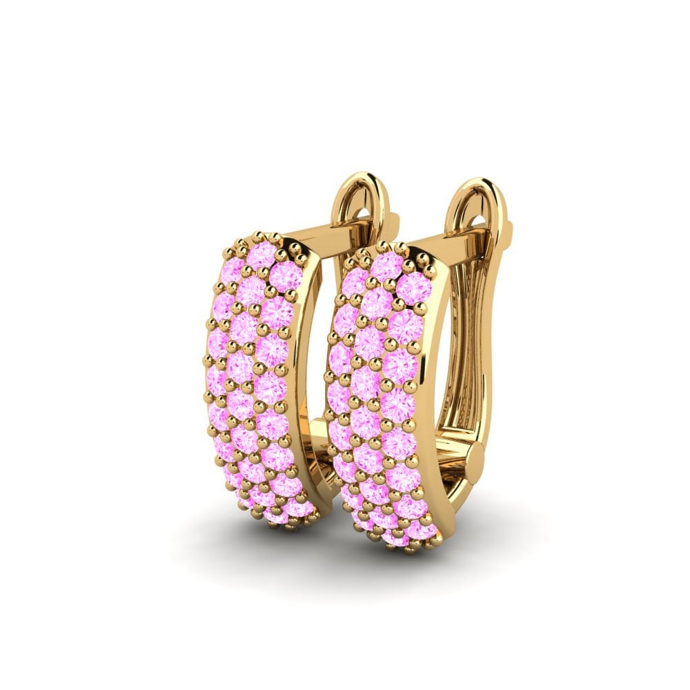 9k Oro Amarillo Zafiro Rosado Pendiente de mujer Pieper