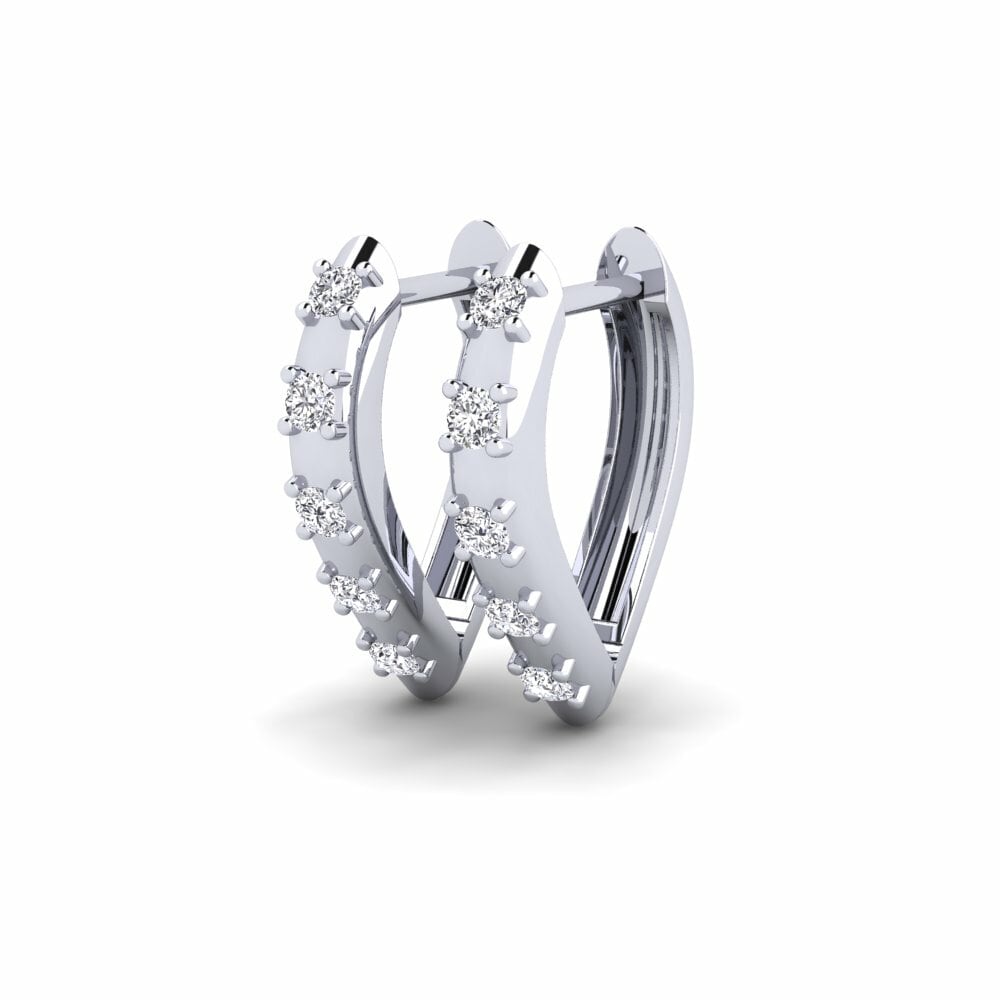18k Oro Blanco Diamante cultivado en laboratorio Pendiente de mujer Skwovetere