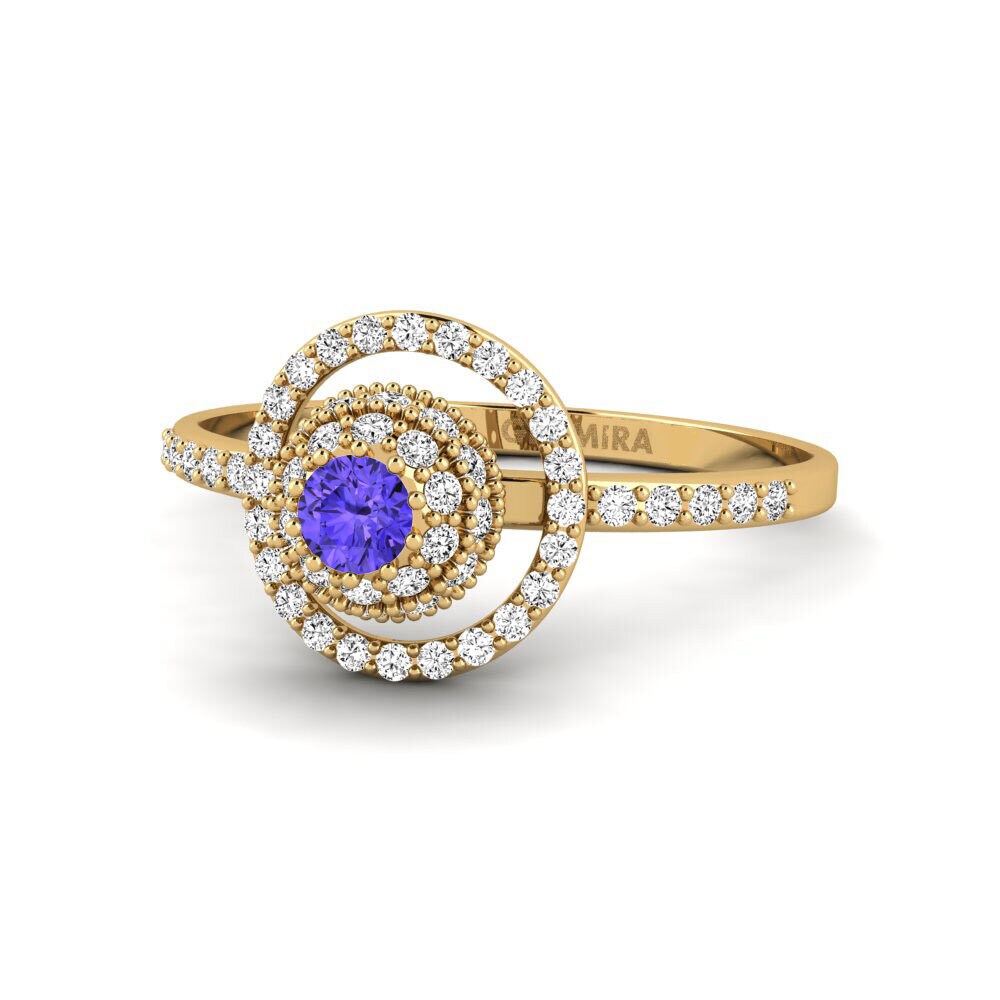 18k Oro Amarillo Tanzanita Anillo de compromiso Duranty