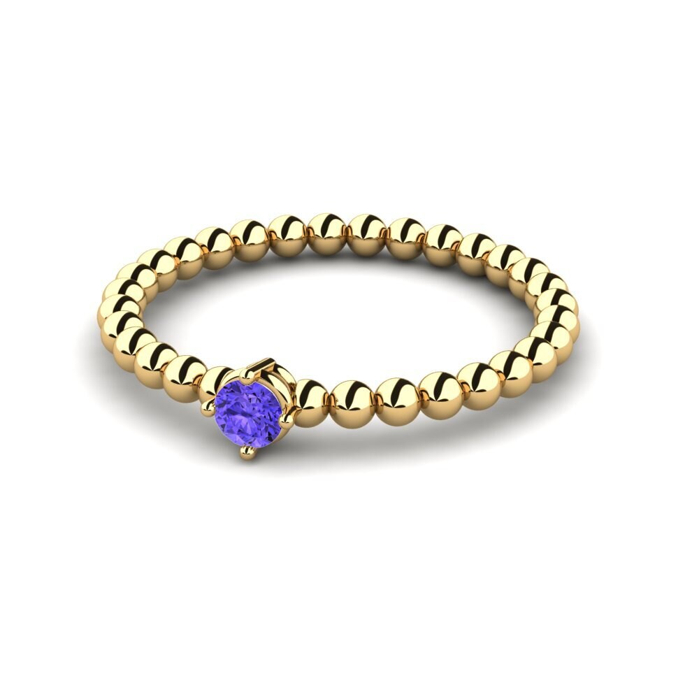 18k Oro Amarillo Tanzanita Anillo de compromiso Gale