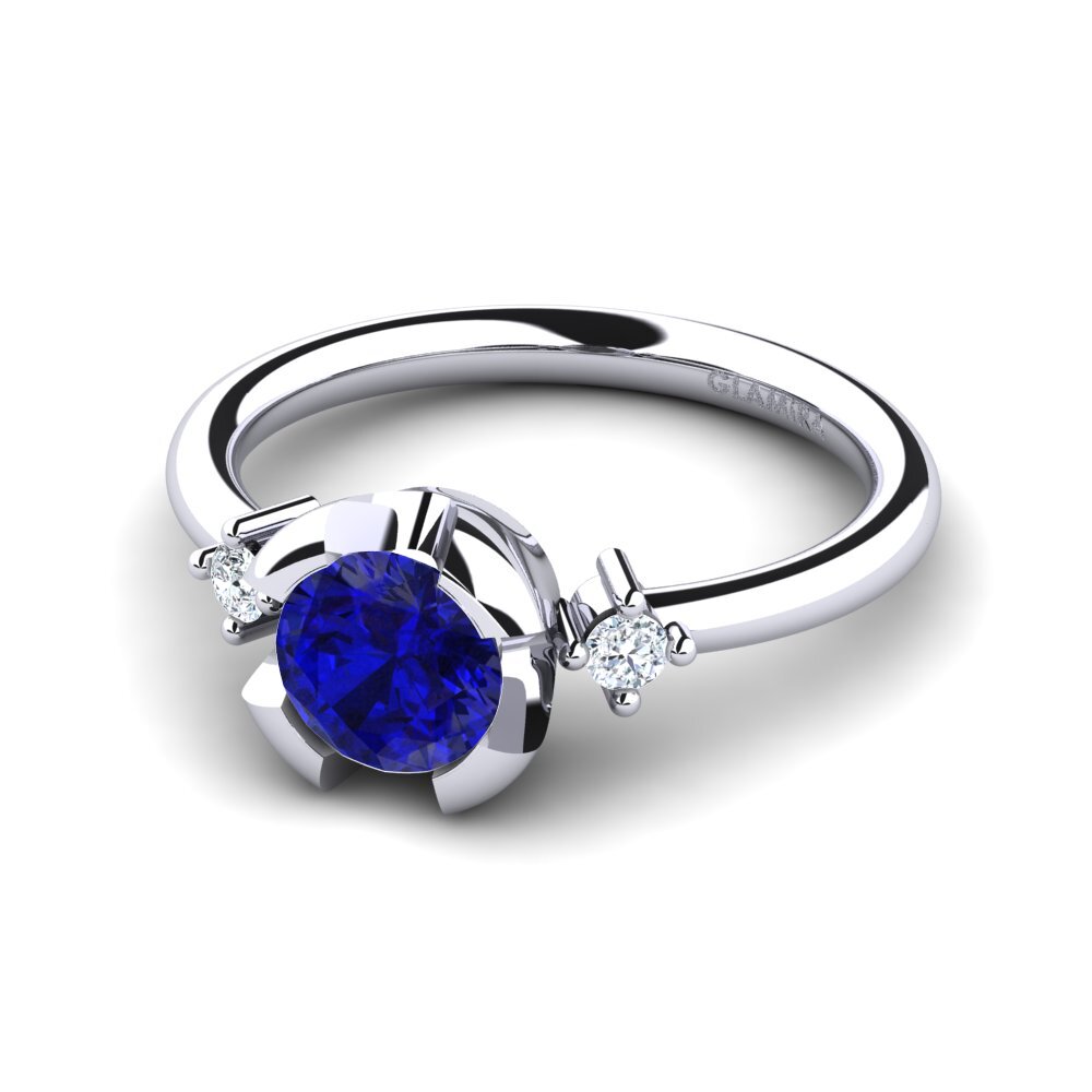 Safiro (Creado en Laboratorio) Anillo de compromiso Adoray