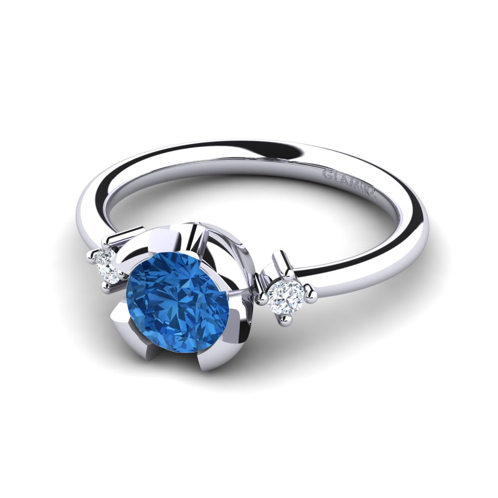 Dark Blue Zirconia Engagement Ring Adoray